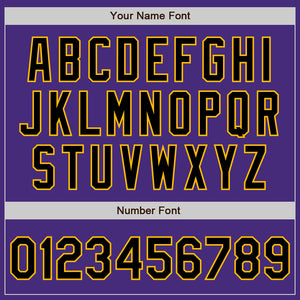 Custom Purple Black-Gold 3 Colors Arm Shapes Authentic Baseball Jersey