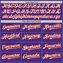 Load image into Gallery viewer, Custom Purple White-Red 3 Colors Arm Shapes Authentic Baseball Jersey
