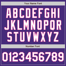 Load image into Gallery viewer, Custom Purple White-Pink 3 Colors Arm Shapes Authentic Baseball Jersey
