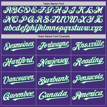 Load image into Gallery viewer, Custom Purple White-Kelly Green 3 Colors Arm Shapes Authentic Baseball Jersey
