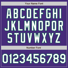 Load image into Gallery viewer, Custom Purple White-Kelly Green 3 Colors Arm Shapes Authentic Baseball Jersey
