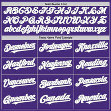 Load image into Gallery viewer, Custom Purple White-Gray 3 Colors Arm Shapes Authentic Baseball Jersey
