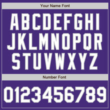 Load image into Gallery viewer, Custom Purple White-Gray 3 Colors Arm Shapes Authentic Baseball Jersey
