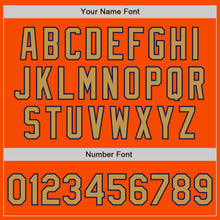 Load image into Gallery viewer, Custom Orange Old Gold-Navy 3 Colors Arm Shapes Authentic Baseball Jersey
