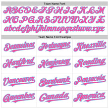 Load image into Gallery viewer, Custom White Pink-Light Blue 3 Colors Arm Shapes Authentic Baseball Jersey
