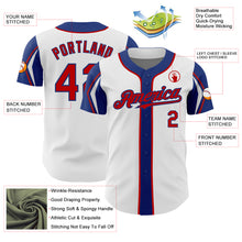 Load image into Gallery viewer, Custom White Red-Royal 3 Colors Arm Shapes Authentic Baseball Jersey
