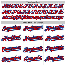 Load image into Gallery viewer, Custom White Red-Royal 3 Colors Arm Shapes Authentic Baseball Jersey
