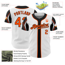 Load image into Gallery viewer, Custom White Orange-Black 3 Colors Arm Shapes Authentic Baseball Jersey
