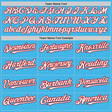 Load image into Gallery viewer, Custom Sky Blue White-Red 3 Colors Arm Shapes Authentic Baseball Jersey
