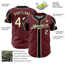 Load image into Gallery viewer, Custom Burgundy City Cream-Black 3 Colors Arm Shapes Authentic Baseball Jersey
