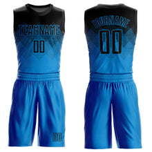 Load image into Gallery viewer, Custom Blue Black Round Neck Sublimation Basketball Suit Jersey
