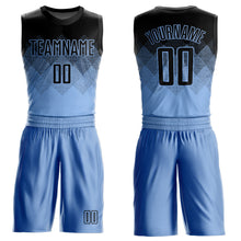 Load image into Gallery viewer, Custom Light Blue Black Round Neck Sublimation Basketball Suit Jersey
