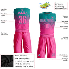 Load image into Gallery viewer, Custom Teal Pink Round Neck Sublimation Basketball Suit Jersey
