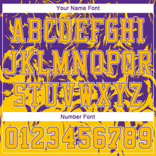Load image into Gallery viewer, Custom Gold White-Purple Round Neck Sublimation Basketball Suit Jersey
