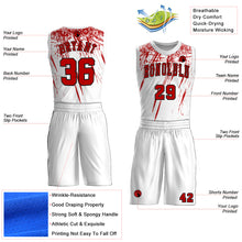 Load image into Gallery viewer, Custom White Red=Black Round Neck Sublimation Basketball Suit Jersey
