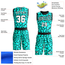 Load image into Gallery viewer, Custom Aqua White-Black Round Neck Sublimation Basketball Suit Jersey
