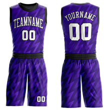 Load image into Gallery viewer, Custom Purple White-Black Round Neck Sublimation Basketball Suit Jersey
