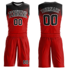 Load image into Gallery viewer, Custom Red Black-White Round Neck Sublimation Basketball Suit Jersey
