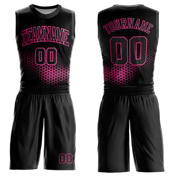 Custom Black Pink Round Neck Sublimation Basketball Suit Jersey