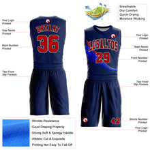 Load image into Gallery viewer, Custom Navy Red-White Round Neck Sublimation Basketball Suit Jersey
