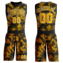 Load image into Gallery viewer, Custom Black Gold-White Round Neck Sublimation Basketball Suit Jersey
