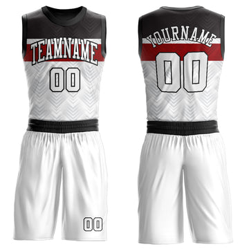 Custom White Black-Red Round Neck Sublimation Basketball Suit Jersey