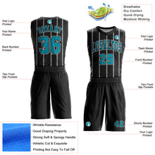 Load image into Gallery viewer, Custom Black Teal-White Round Neck Sublimation Basketball Suit Jersey

