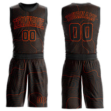Load image into Gallery viewer, Custom Black Orange Round Neck Sublimation Basketball Suit Jersey
