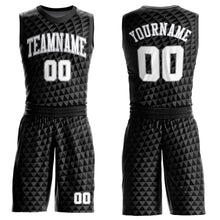 Load image into Gallery viewer, Custom Black White-Gray Triangle Shapes Round Neck Sublimation Basketball Suit Jersey
