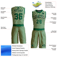 Load image into Gallery viewer, Custom Cream Kelly Green-Black Triangle Shapes Round Neck Sublimation Basketball Suit Jersey

