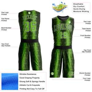 Custom Black Neon Green-White Animal Fur Print Round Neck Sublimation Basketball Suit Jersey