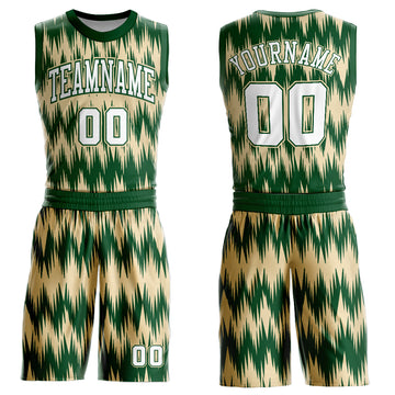 Custom Green White-Cream Round Neck Sublimation Basketball Suit Jersey