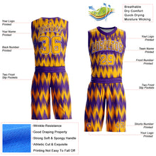 Load image into Gallery viewer, Custom Purple Gold-White Round Neck Sublimation Basketball Suit Jersey
