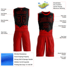 Load image into Gallery viewer, Custom Black Red Color Splash Round Neck Sublimation Basketball Suit Jersey
