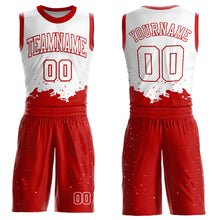 Load image into Gallery viewer, Custom White Red Color Splash Round Neck Sublimation Basketball Suit Jersey
