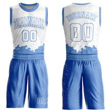 Load image into Gallery viewer, Custom White Light Blue Color Splash Round Neck Sublimation Basketball Suit Jersey

