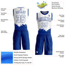 Load image into Gallery viewer, Custom White Royal Color Splash Round Neck Sublimation Basketball Suit Jersey
