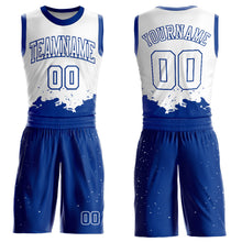 Load image into Gallery viewer, Custom White Royal Color Splash Round Neck Sublimation Basketball Suit Jersey
