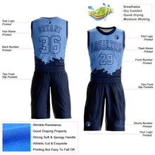 Load image into Gallery viewer, Custom Light Blue Navy Color Splash Round Neck Sublimation Basketball Suit Jersey
