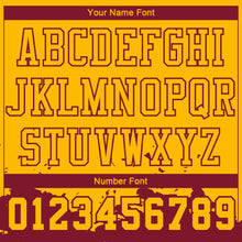 Load image into Gallery viewer, Custom Yellow Maroon Color Splash Round Neck Sublimation Basketball Suit Jersey
