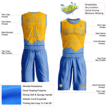 Load image into Gallery viewer, Custom Yellow Light Blue Color Splash Round Neck Sublimation Basketball Suit Jersey
