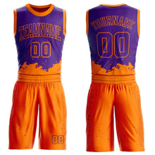 Load image into Gallery viewer, Custom Purple Bay Orange Color Splash Round Neck Sublimation Basketball Suit Jersey
