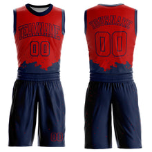 Load image into Gallery viewer, Custom Red Navy Color Splash Round Neck Sublimation Basketball Suit Jersey
