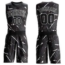 Load image into Gallery viewer, Custom Black White Bright Lines Round Neck Sublimation Basketball Suit Jersey
