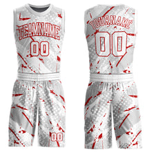 Load image into Gallery viewer, Custom White Red Bright Lines Round Neck Sublimation Basketball Suit Jersey
