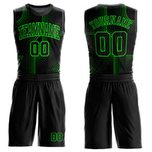 Load image into Gallery viewer, Custom Black Aurora Green Tracks Round Neck Sublimation Basketball Suit Jersey

