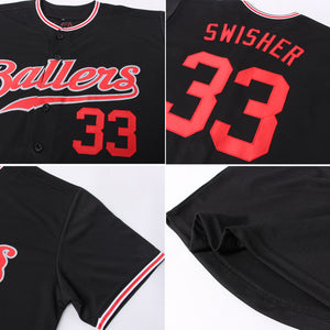 Custom Black Red-Gray Authentic Baseball Jersey