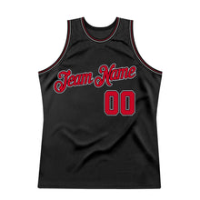 Load image into Gallery viewer, Custom Black Red-White Authentic Throwback Basketball Jersey
