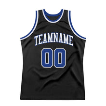 Load image into Gallery viewer, Custom Black Royal-White Authentic Throwback Basketball Jersey
