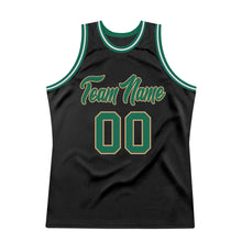 Load image into Gallery viewer, Custom Black Kelly Green-Old Gold Authentic Throwback Basketball Jersey

